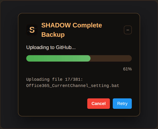 Full backups with live progress